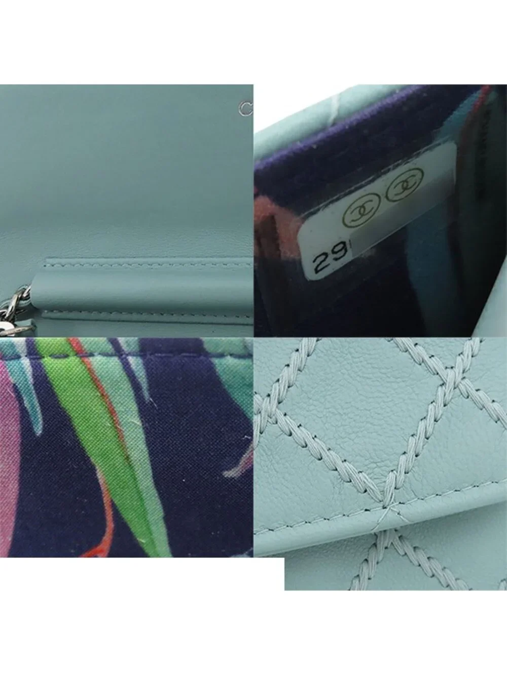 Chanel Chain Wallet Wild Stitch CC Logo Shoulder Bag Light Blue S Lambskin
